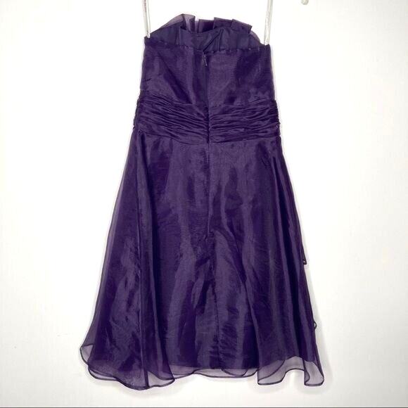 NWT David’s Bridal Wms 2 Strapless Purple Lapis Organza Dress Formal Bridesmaid - Picture 2 of 14